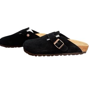 NIB Birkenstock Black Suede Boston with Buckle Size 38